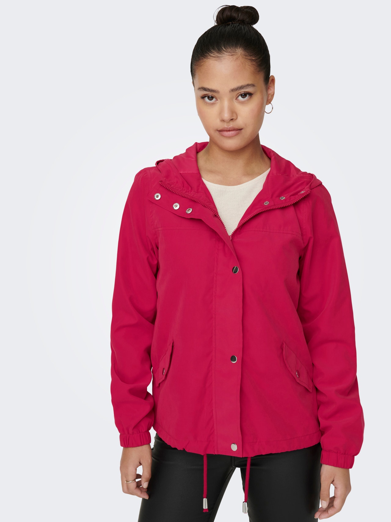 ONLY Hooded Jacket -Persian Red - 15231644