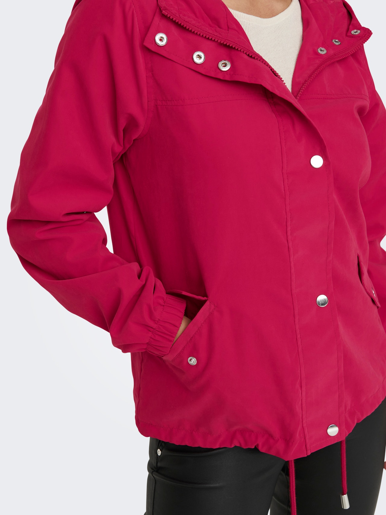 ONLY Hooded Jacket -Persian Red - 15231644