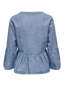 ONLY Peplum-detaljert Langermet bluse -Medium Blue Denim - 15231716