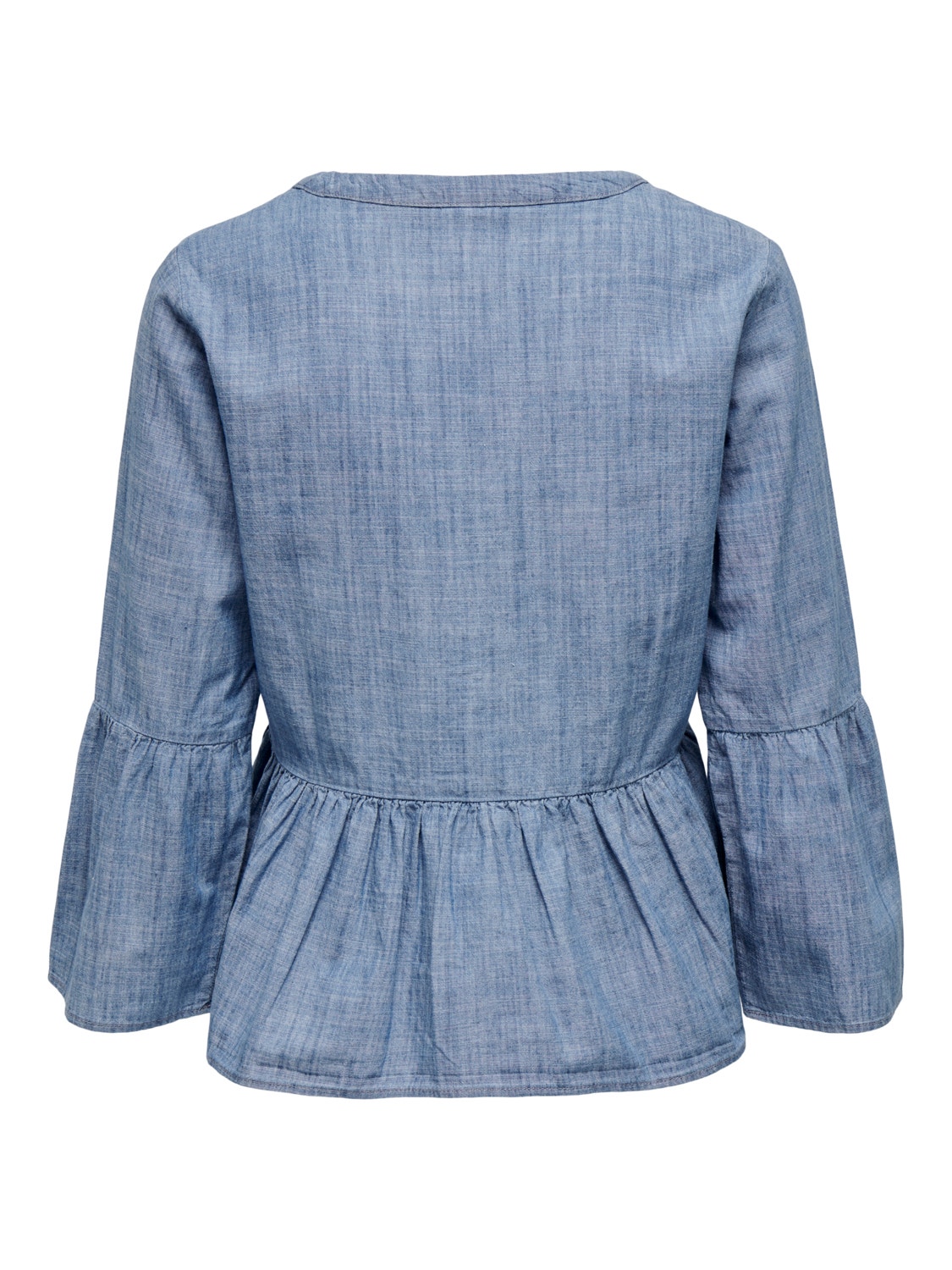 ONLY Peplum detailed Long sleeved blouse -Medium Blue Denim - 15231716
