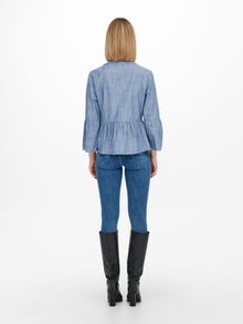 ONLY Peplum detail Shirt met lange mouwen -Medium Blue Denim - 15231716