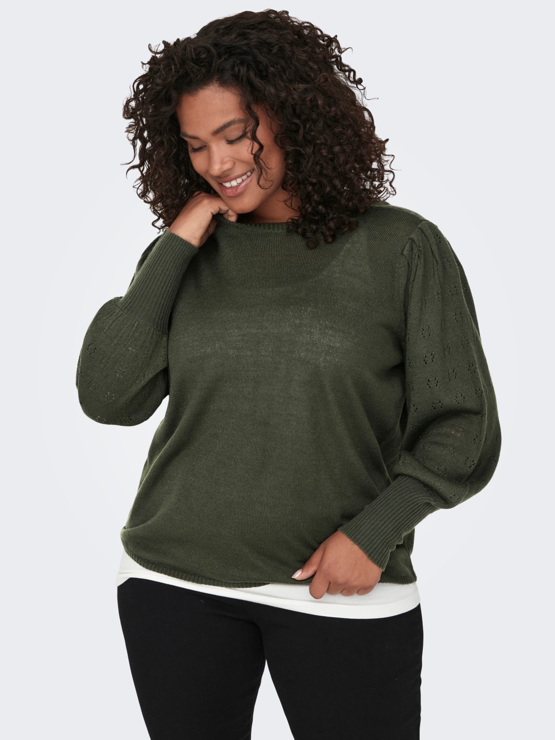 ONLY O-hals Pofmouwen Pullover -Rosin - 15231765