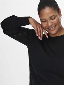 ONLY O-Neck Puff sleeves Pullover -Black - 15231765