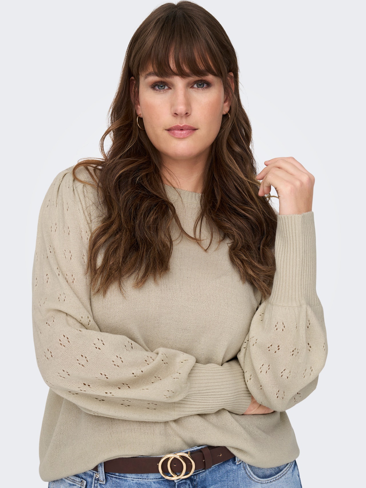 ONLY Curvy knitted Pullover -Pumice Stone - 15231765