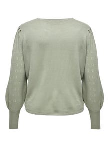 ONLY O-Neck Puff sleeves Pullover -Seagrass - 15231765
