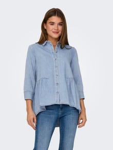 ONLY Relaxed fit Overhemd kraag Manchetten met knoop Ballonmouwen Overhemd -Medium Blue Denim - 15232224