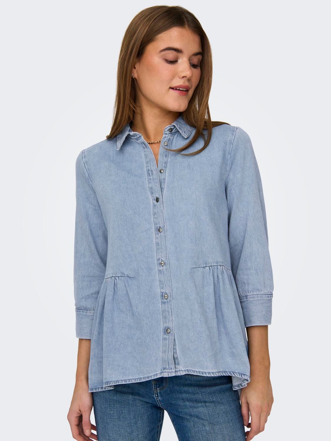 ONLY Løstsiddende Denimskjorte -Medium Blue Denim - 15232224