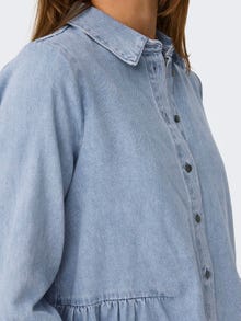 ONLY Locker geschnitten Hemdkragen Ärmelbündchen mit Knopf Ballonärmel Hemd -Medium Blue Denim - 15232224