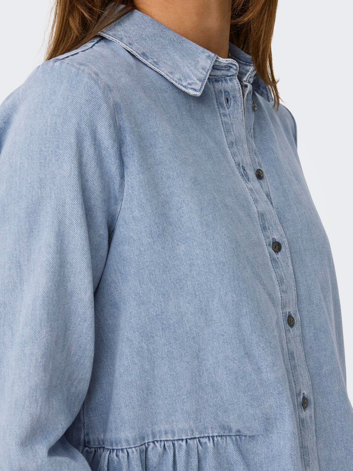 ONLY Relaxed fit Overhemd kraag Manchetten met knoop Ballonmouwen Overhemd -Medium Blue Denim - 15232224