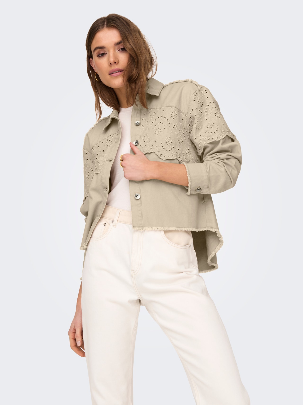 ONLY Spread collar Dropped shoulders Jacket -Irish Cream - 15232378