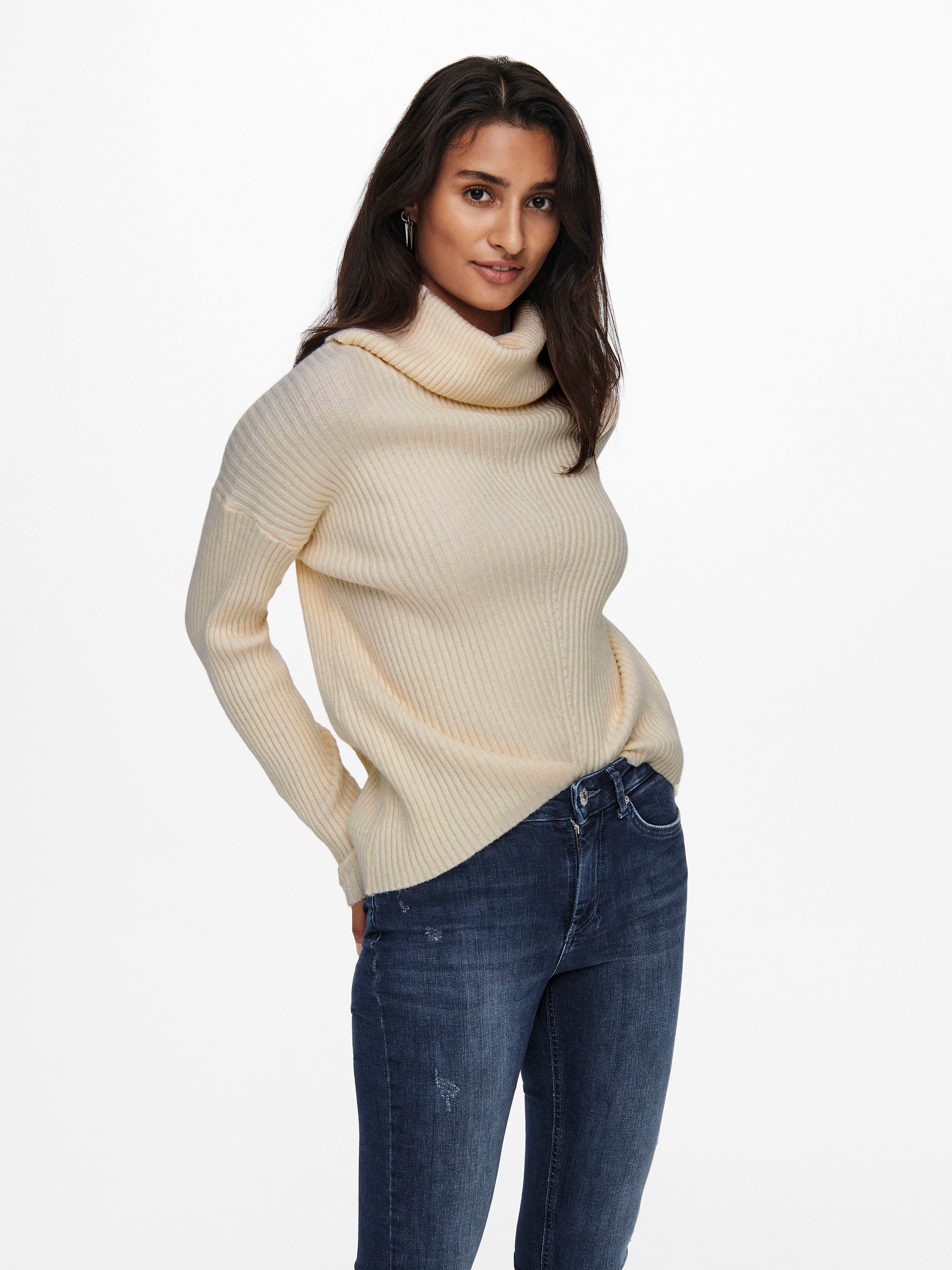 Cowl neck Pullover | Off White | ONLY®