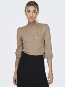 ONLY High neck Balloon sleeves Pullover -Toasted Coconut - 15232494