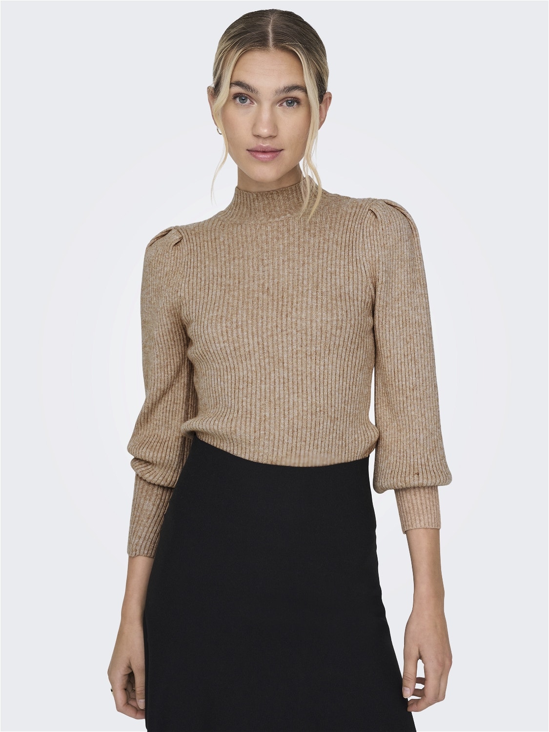 ONLY High neck Knitted Pullover -Toasted Coconut - 15232494