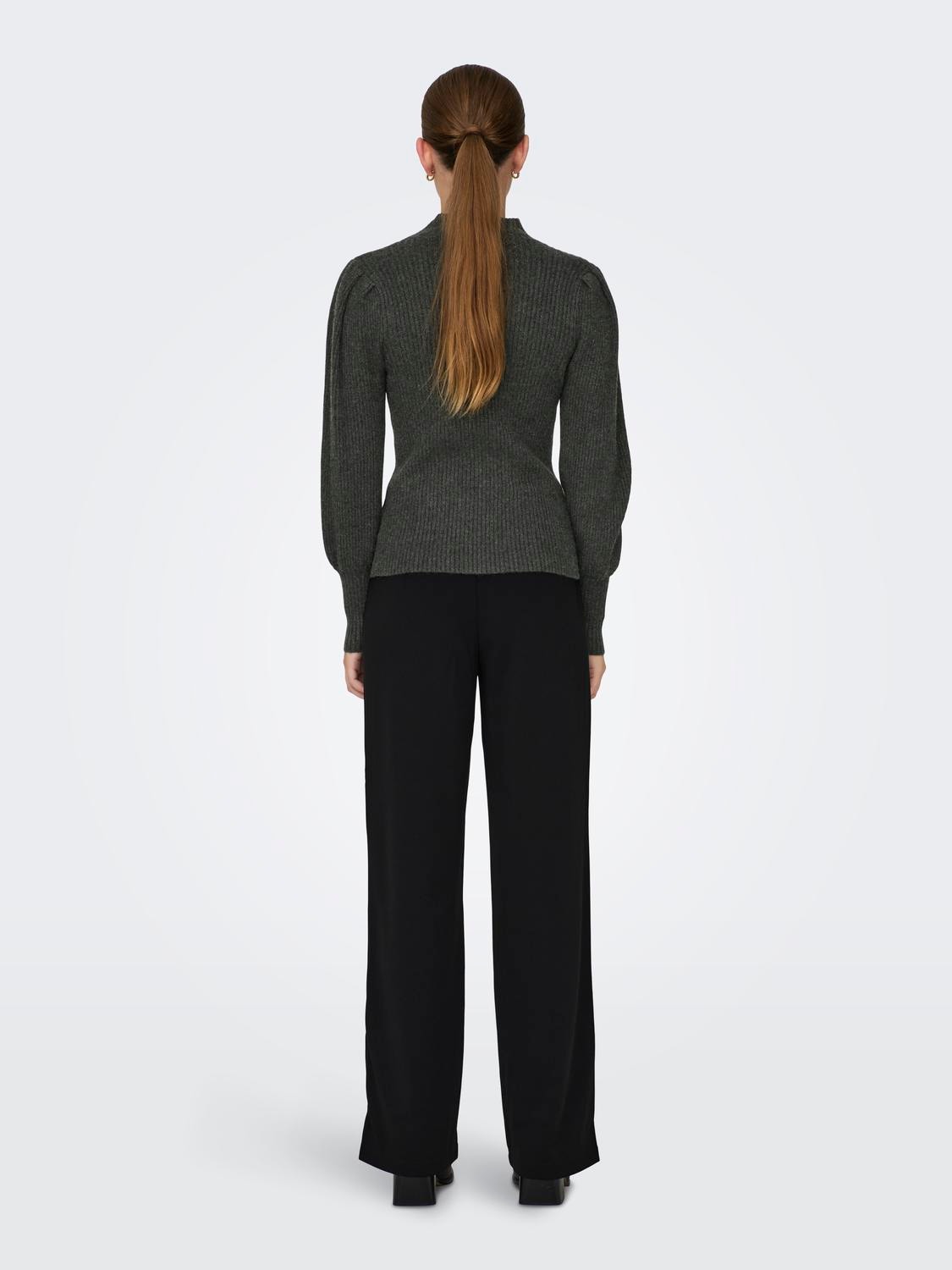 ONLY High neck Knitted Pullover -Dark Grey Melange - 15232494