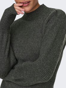 ONLY Höghalsad Stickad tröja -Dark Grey Melange - 15232494