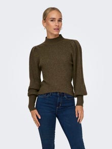ONLY High neck Balloon sleeves Pullover -Chestnut - 15232494