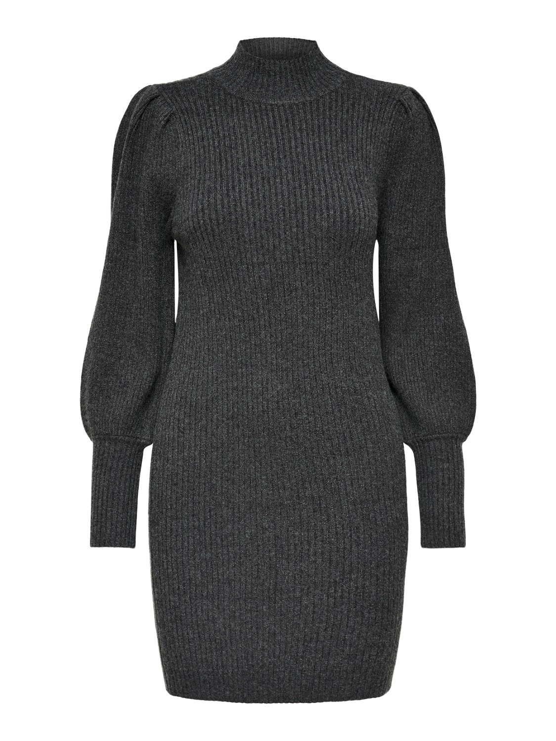 ONLY Comfort fit Hoge hals Pofmouwen Lange jurk -Dark Grey Melange - 15232502
