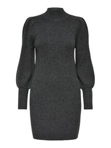ONLY Comfort fit Hoge hals Pofmouwen Lange jurk -Dark Grey Melange - 15232502