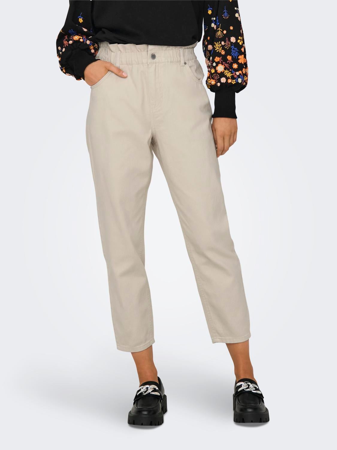 Belted carrot-fit trousers, pumpkin orange | Intrend