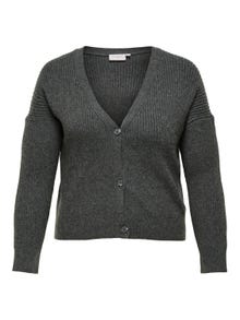 ONLY V-Neck Knit Cardigan -Dark Grey Melange - 15232691