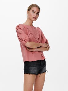 ONLY Loose Fit O-Neck Elasticated cuffs Top -Dusty Rose - 15232868
