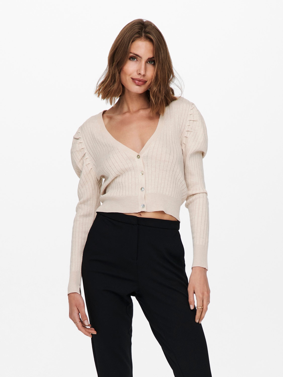 ONLY Courte Cardigan en maille -Pumice Stone - 15233013
