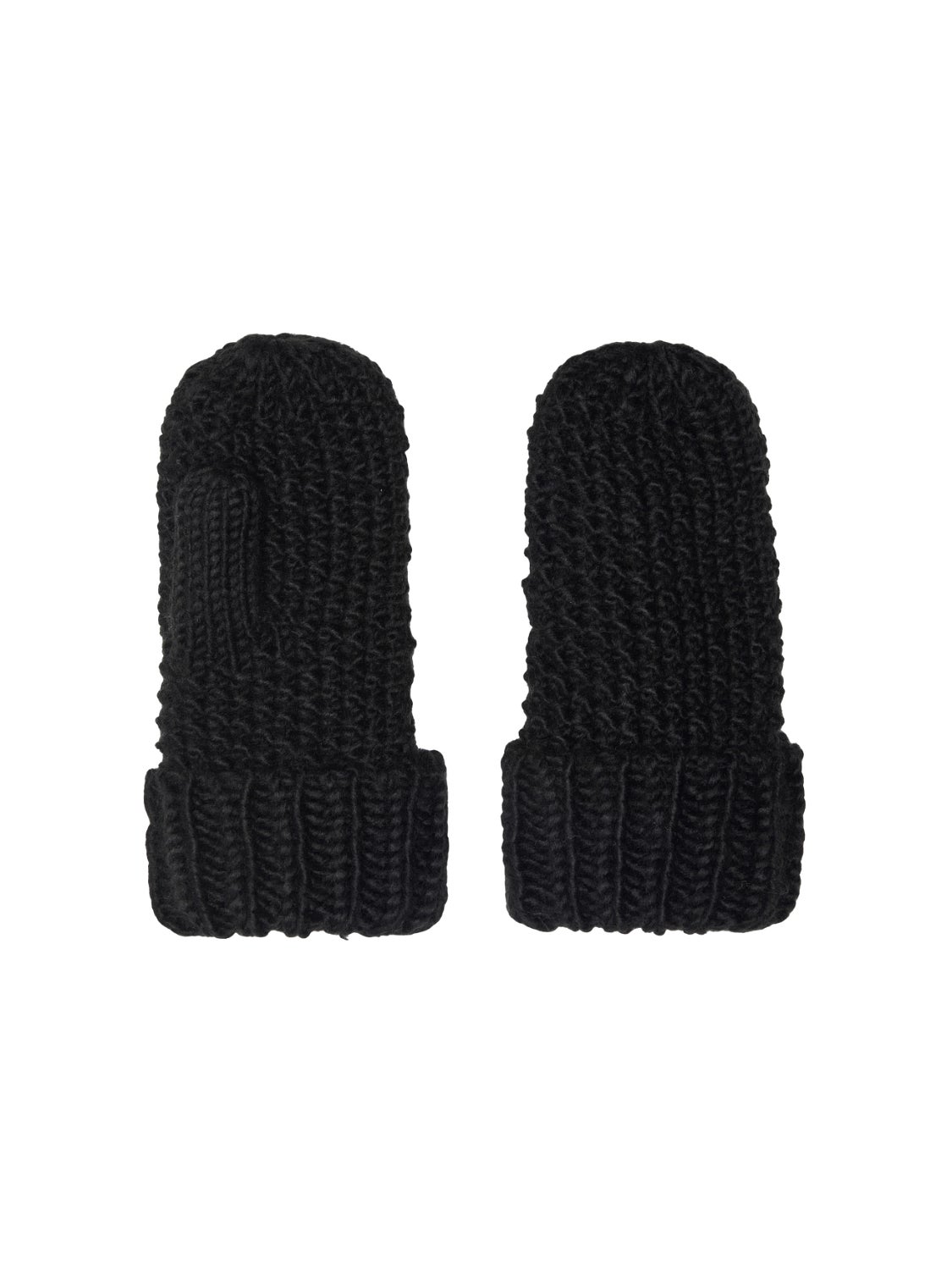 black knit mittens