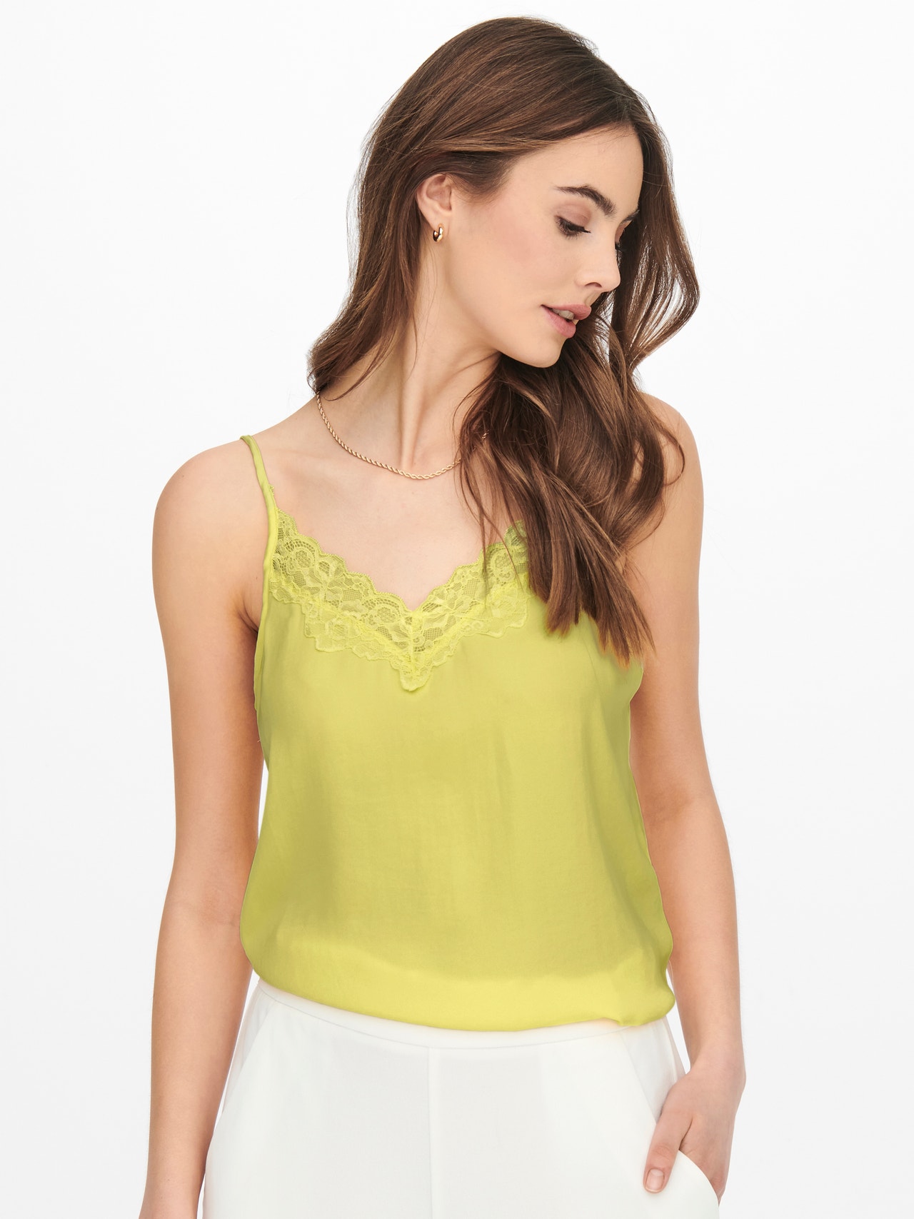 ONLY Lace Sleeveless Top -Yellow Cream - 15233143