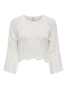 ONLY Cropped Knitted Pullover -Cloud Dancer - 15233173