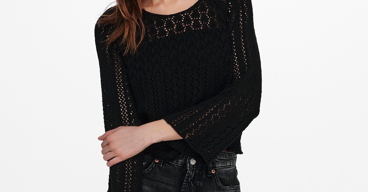 Onlsally Puff Pullover Black Stripes W