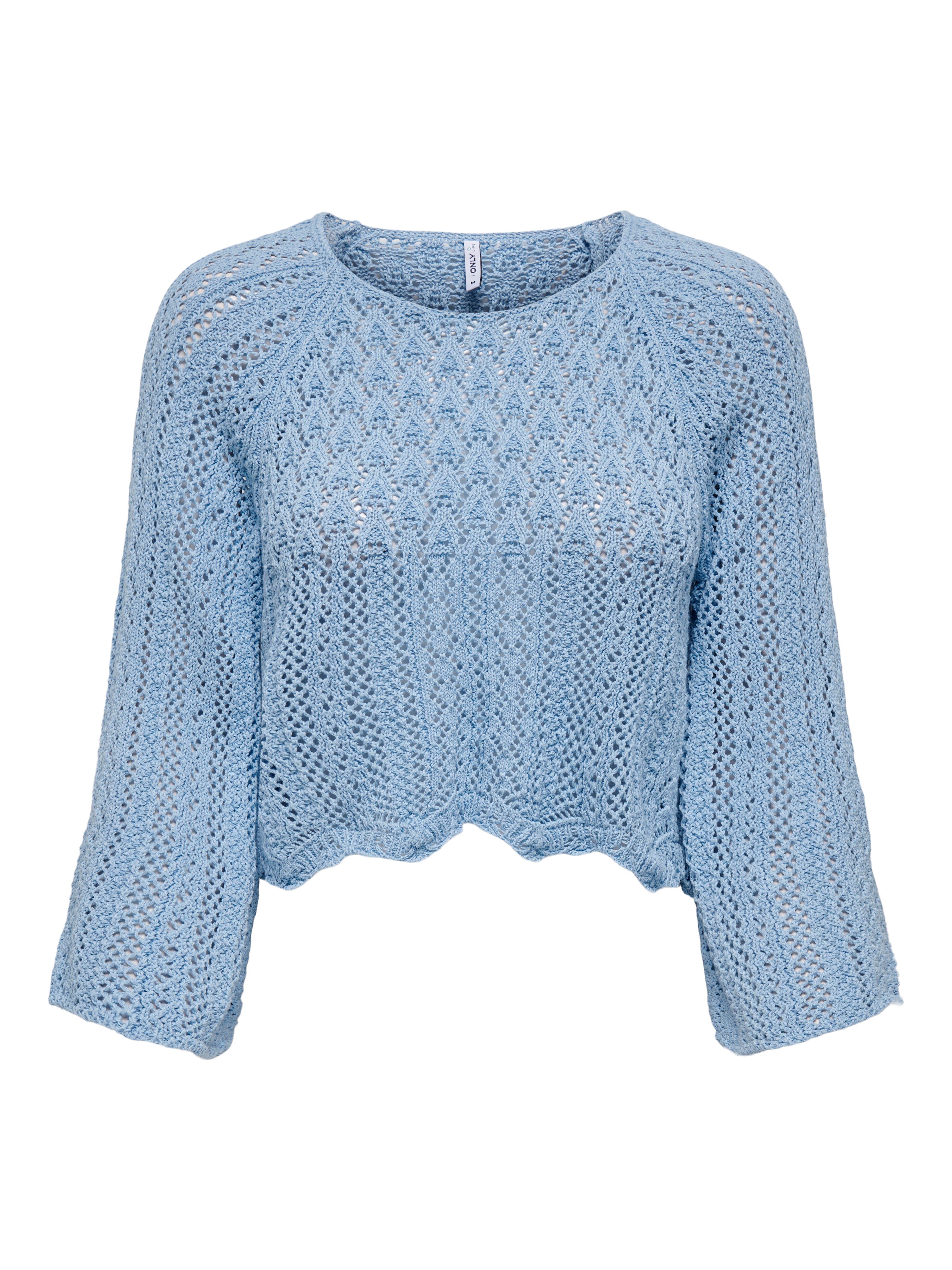 Blue Crewneck Sweater - Blue Crop Sweater - Slouchy Top