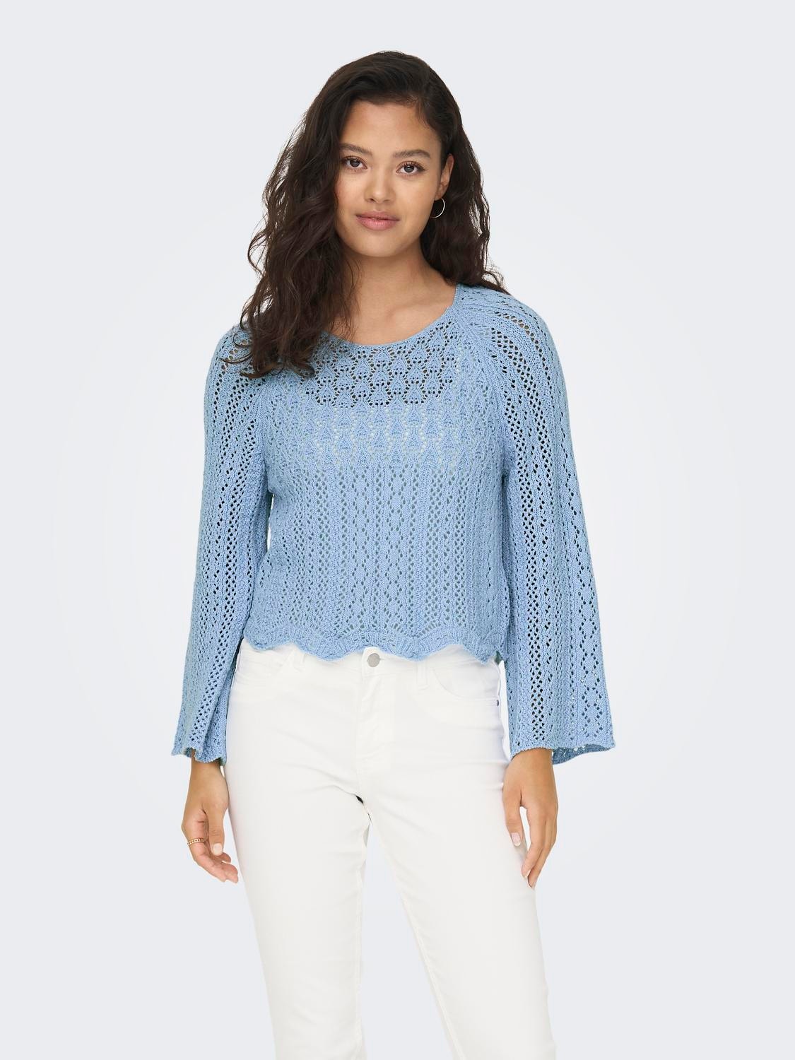 ONLY Cropped Strikket pullover -Light Blue - 15233173