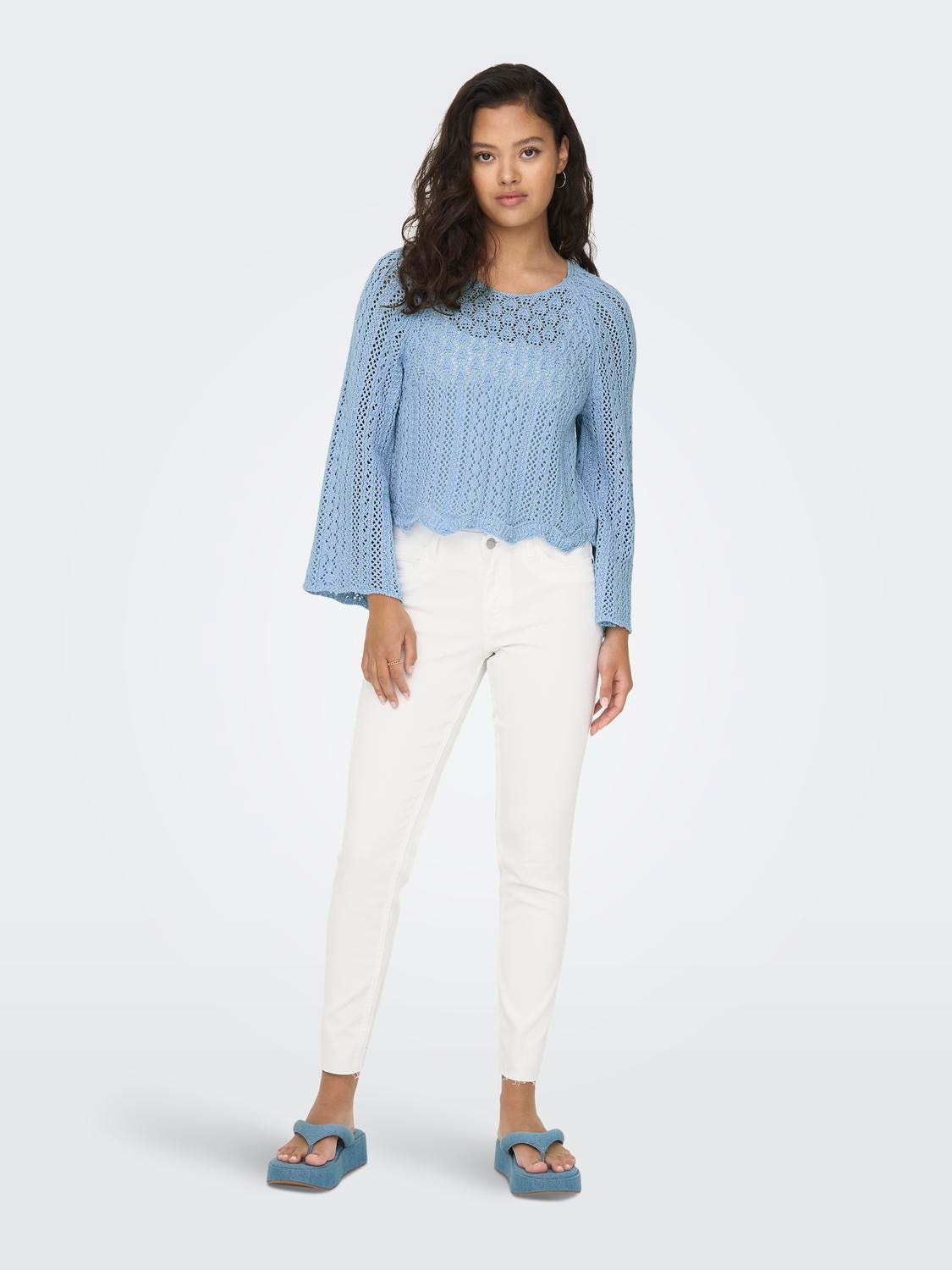 ONLY Cropped Strickpullover -Light Blue - 15233173