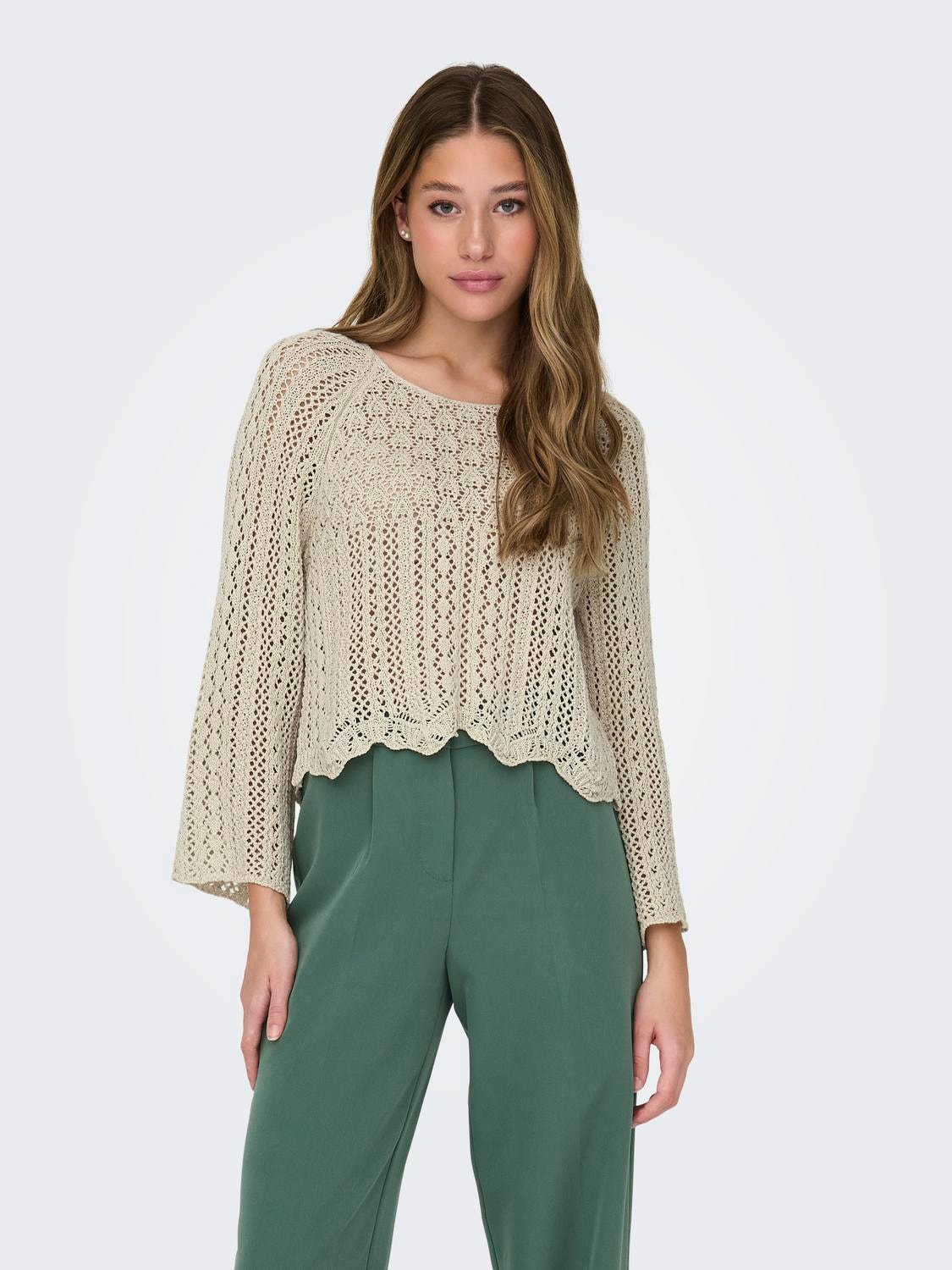 ONLY Cropped Strikket pullover -Feather Gray - 15233173