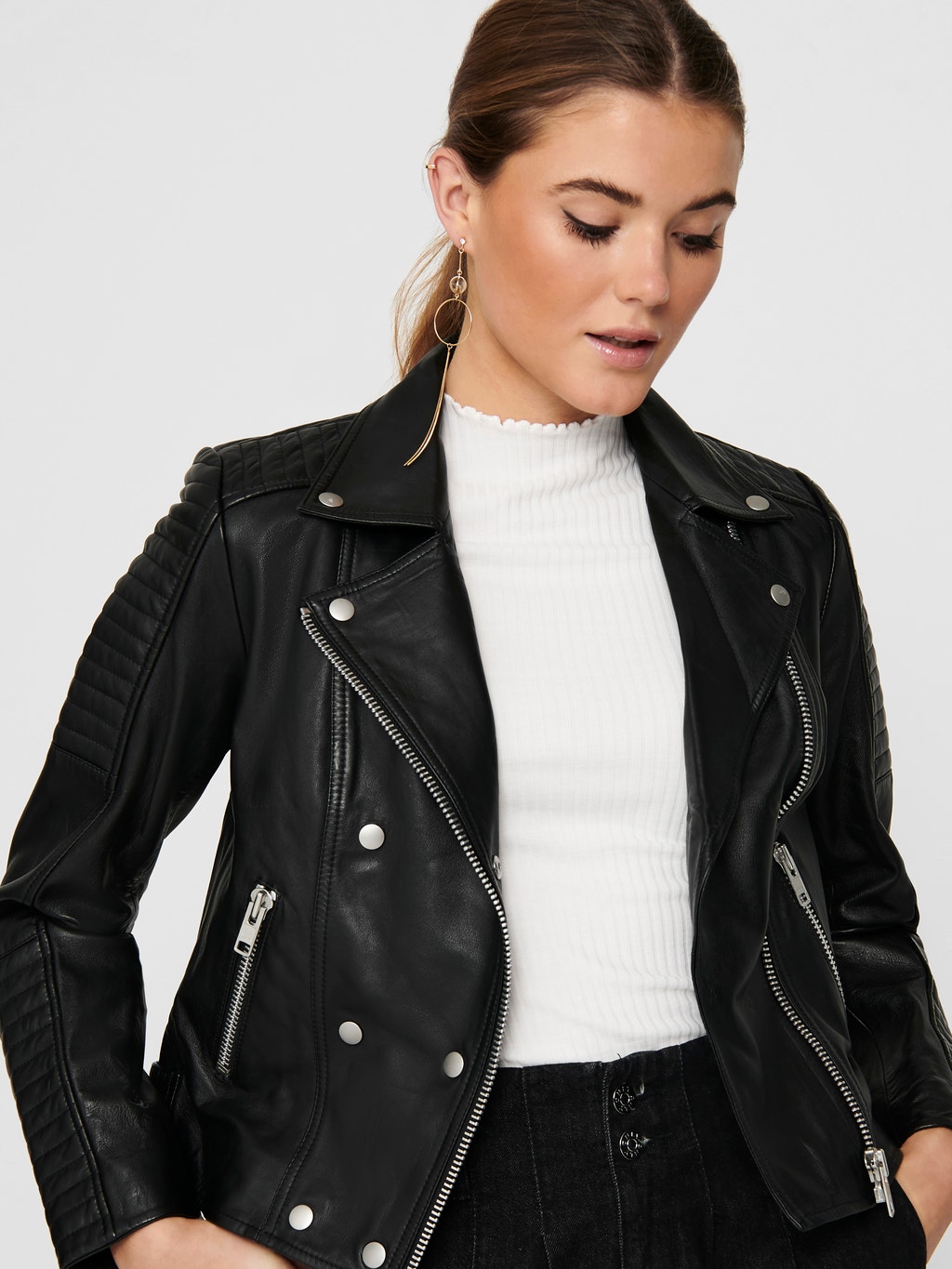 Leather Biker Jacket 40 Alennuksella ONLY leather-biker-jacket-40-alennuksella-only