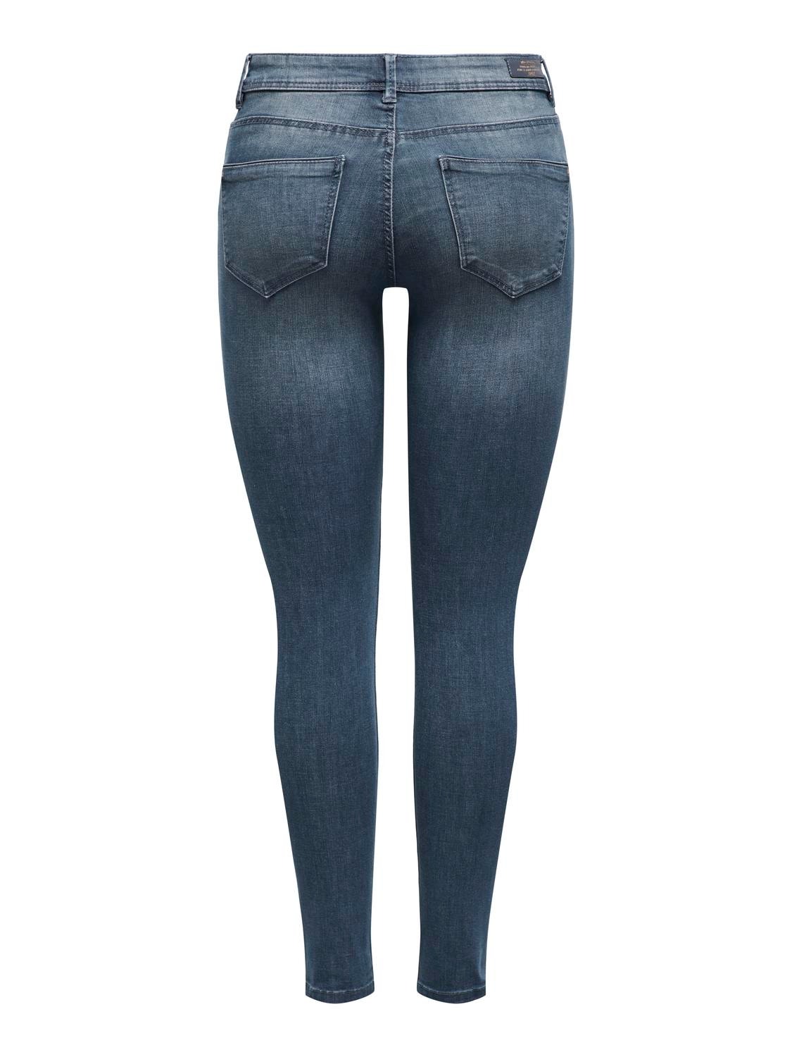 ONLY ONLWAUW Mid waist Skinny Jeans -Blue Black Denim - 15233288