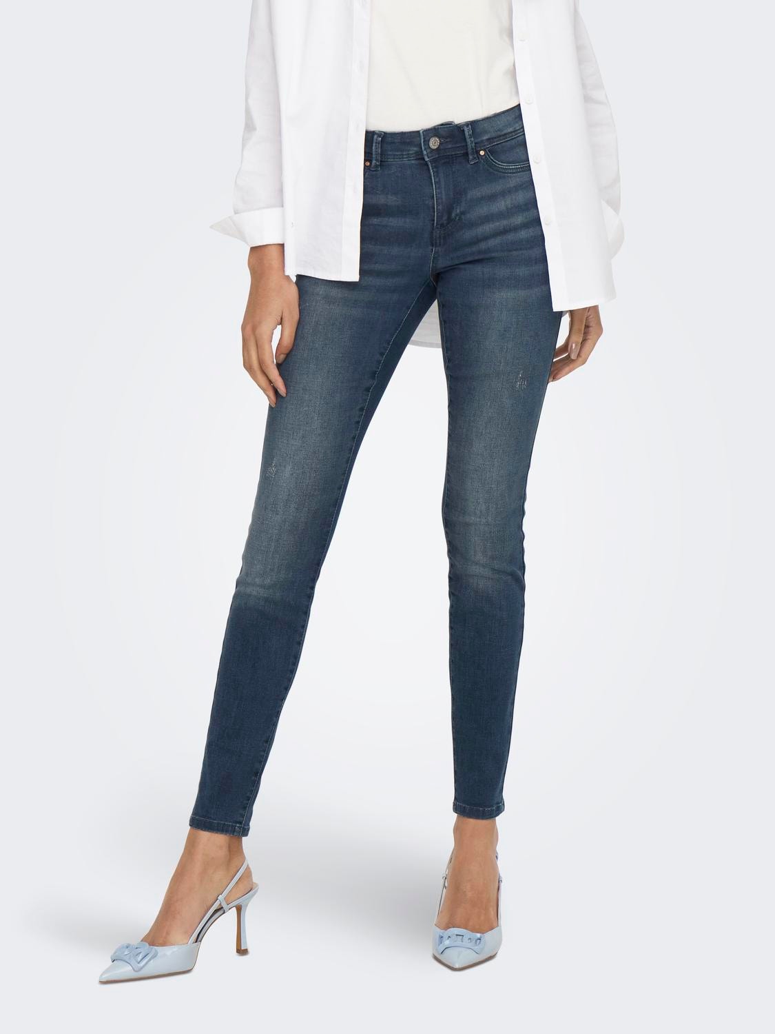 ONLY Jeans Skinny Fit Taille moyenne -Blue Black Denim - 15233288