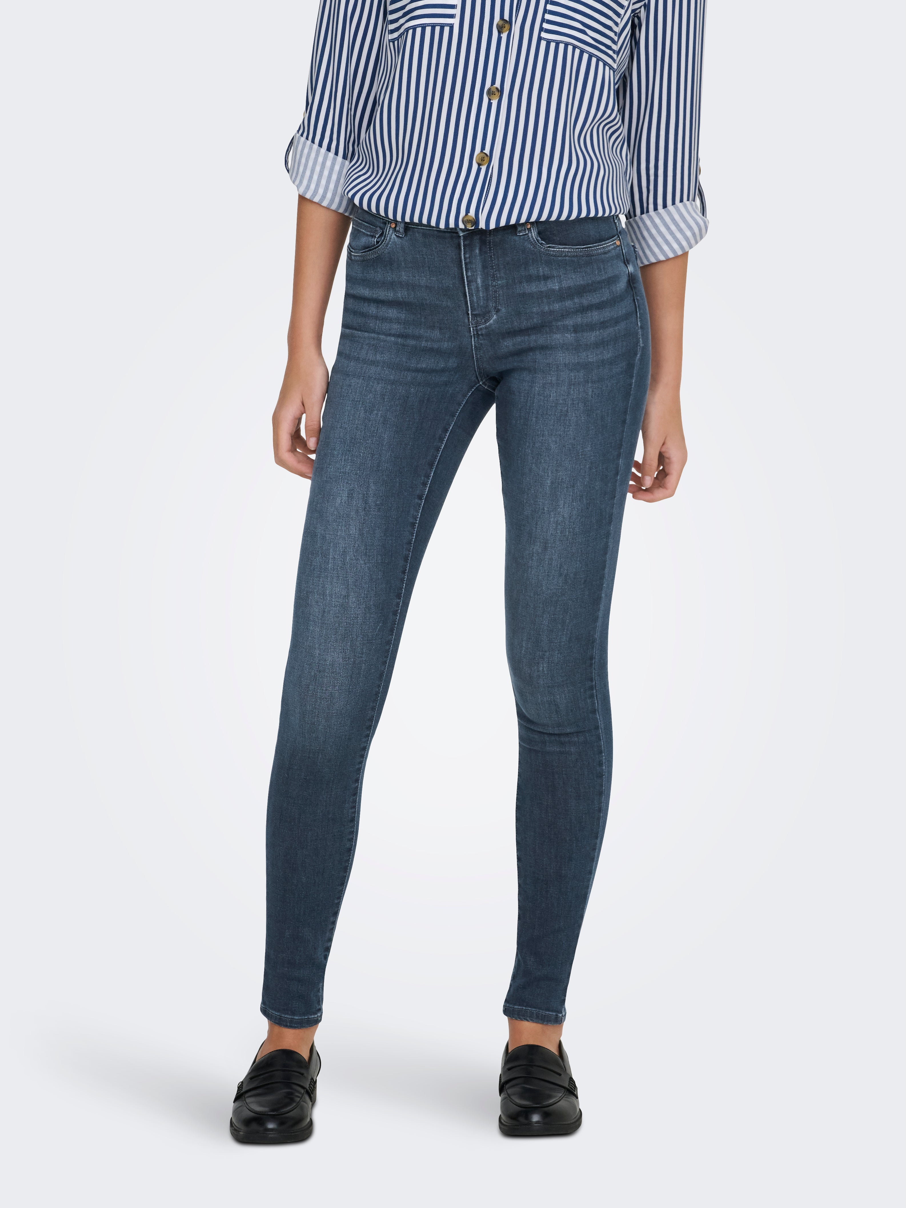 ONLY ONLWAUW MID FLARED ZIP CUT - Bootcut jeans - medium blue denim/blauw denim/bluedenim