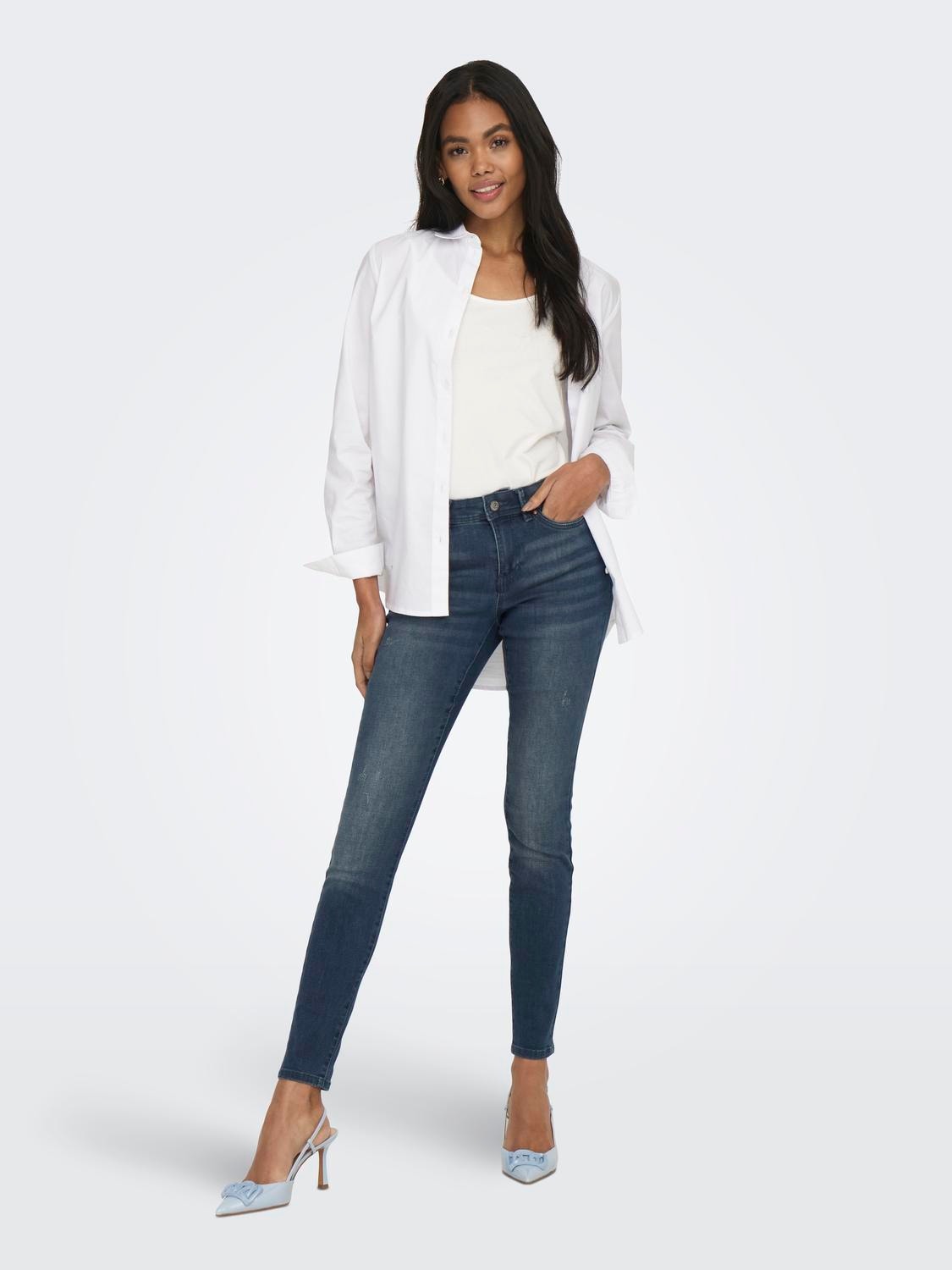 ONLY Jeans Skinny Fit Taille moyenne -Blue Black Denim - 15233288
