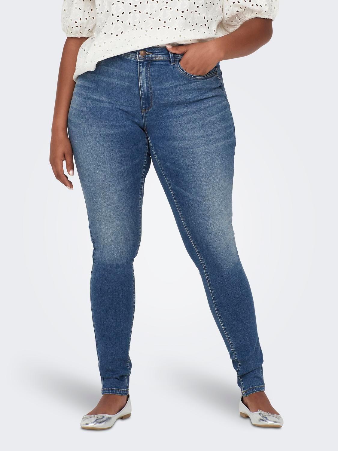 ONLY Skinny Fit Mid waist Jeans -Medium Blue Denim - 15233370