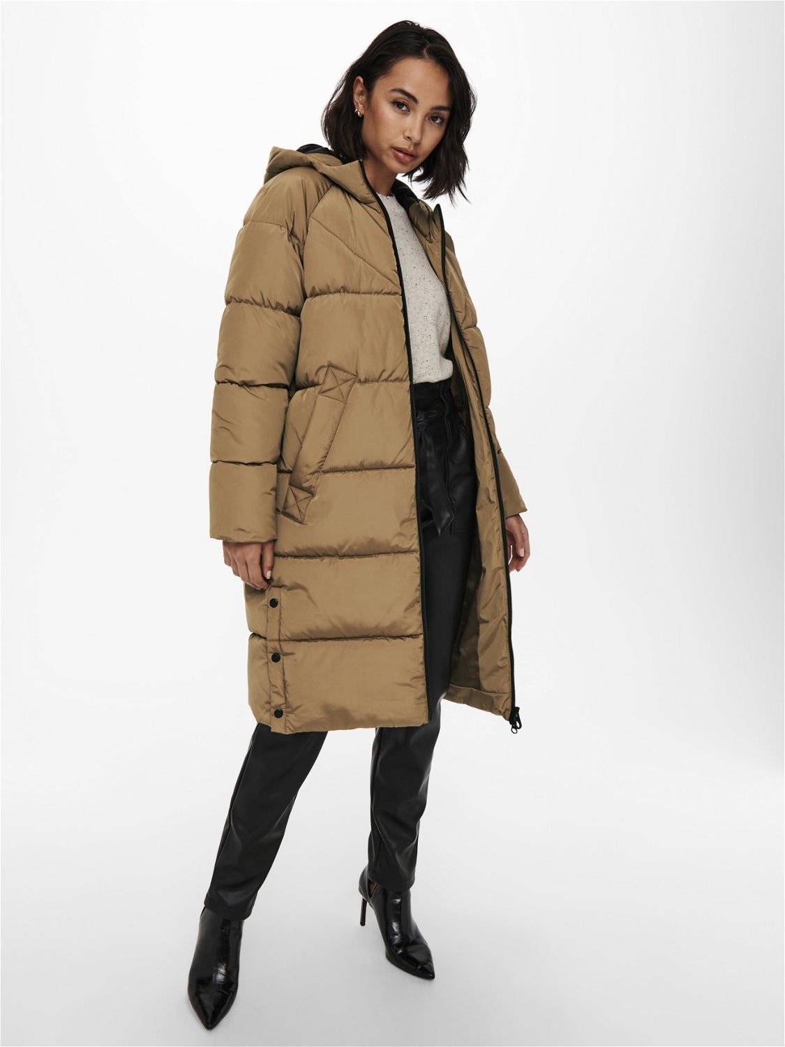 thread and supply long puffer jacket