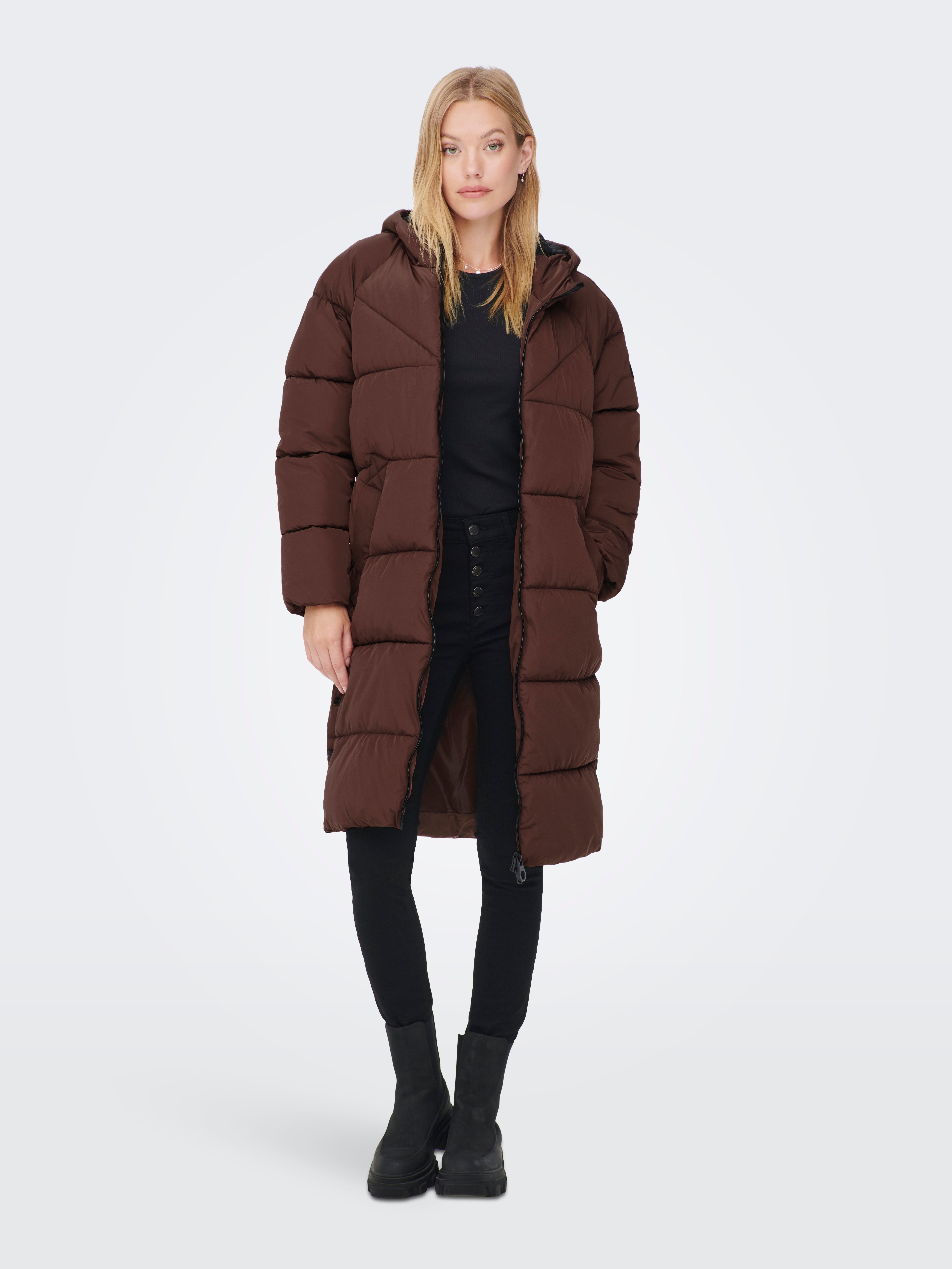 long puffer coat brown