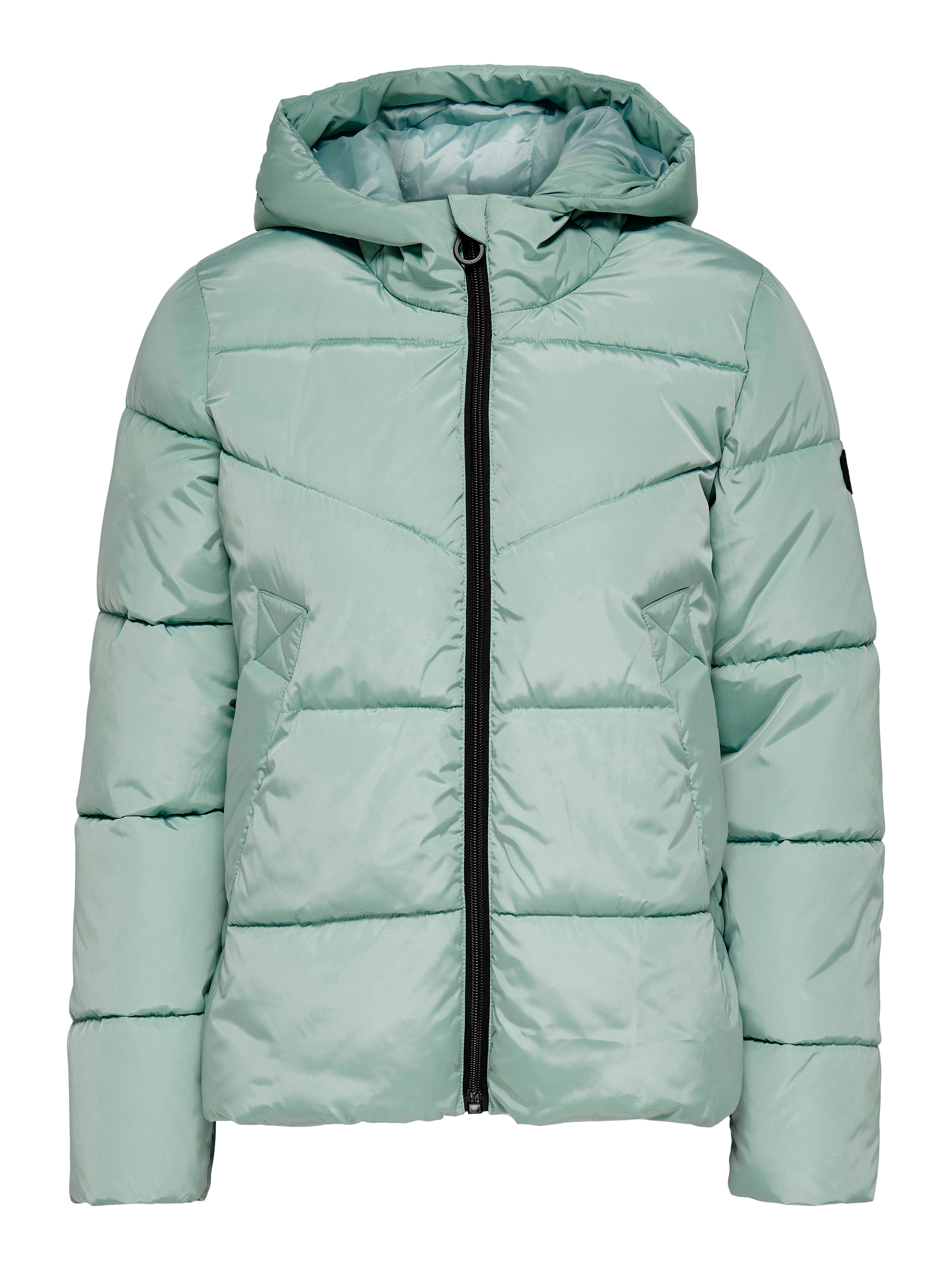 turquoise blue puffer jacket