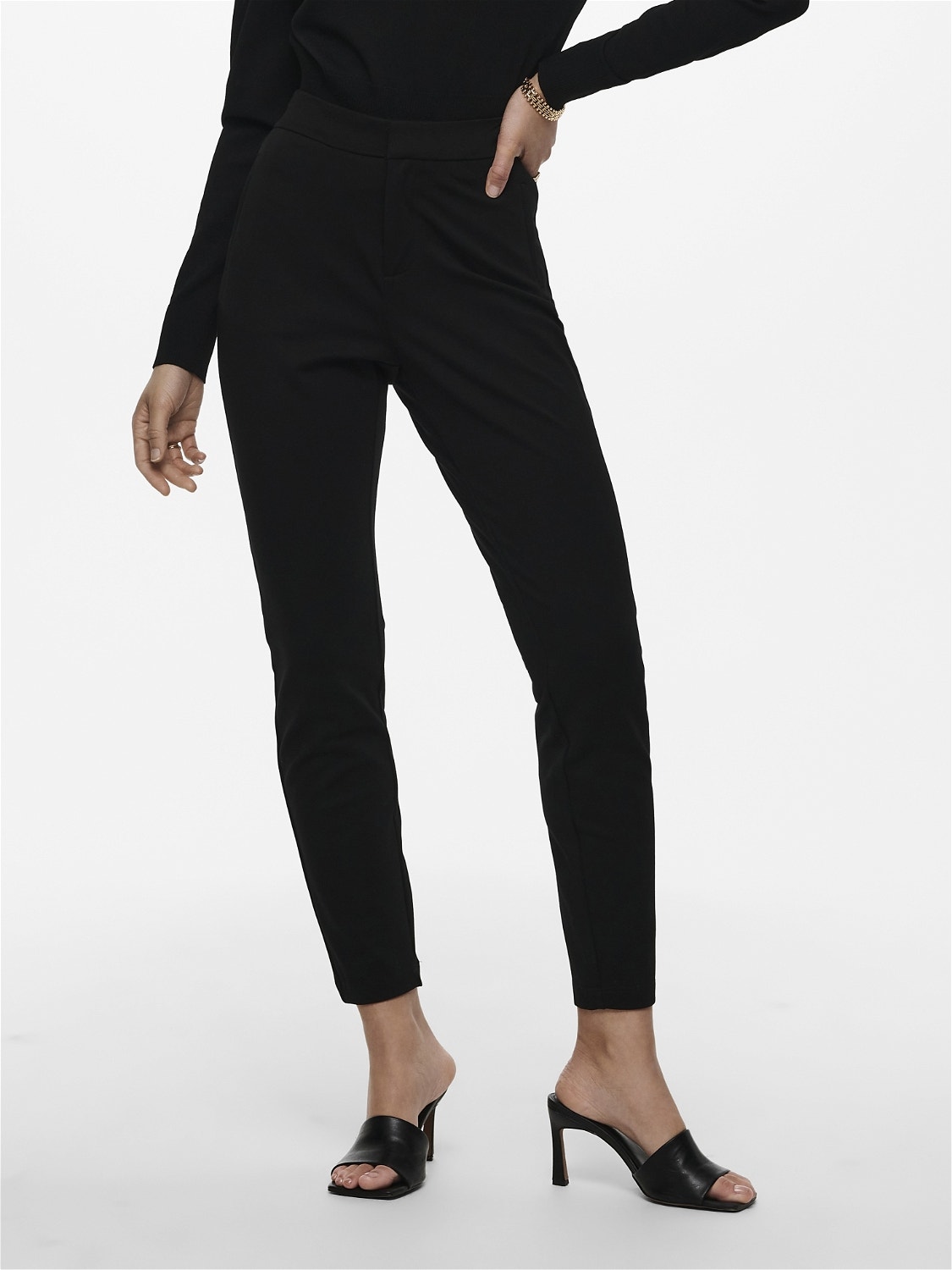ONLY Slim Fit Mid waist Trousers -Black - 15233496