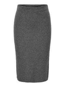 ONLY Midi nederdel med slids -Dark Grey Melange - 15233600