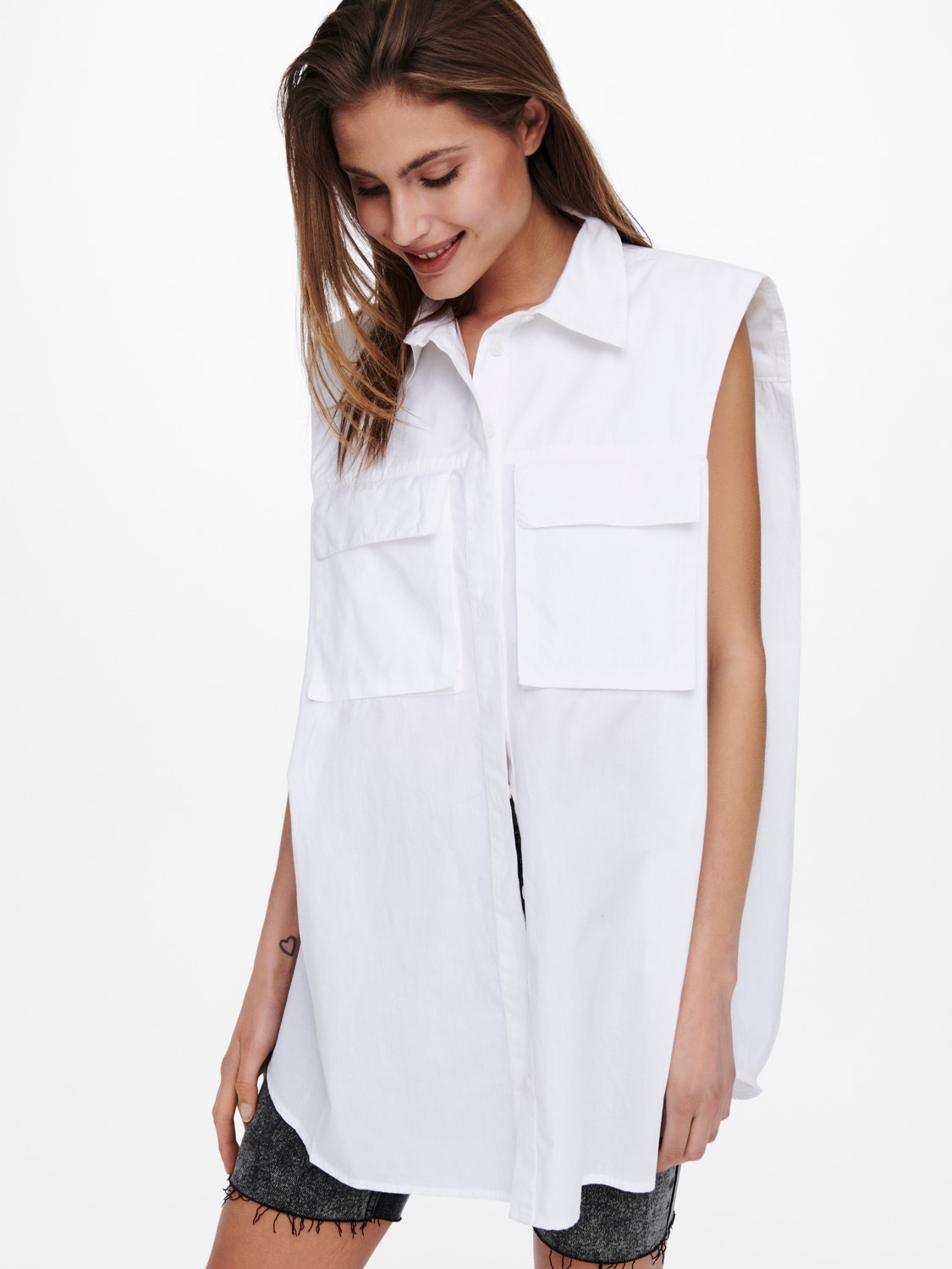 ONLY Sleeveless Shirt -White - 15233714