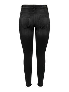 ONLY ONLBLUSH MID WAIST SKINNY ANKLE DESTROYED JEANS -Washed Black - 15233716