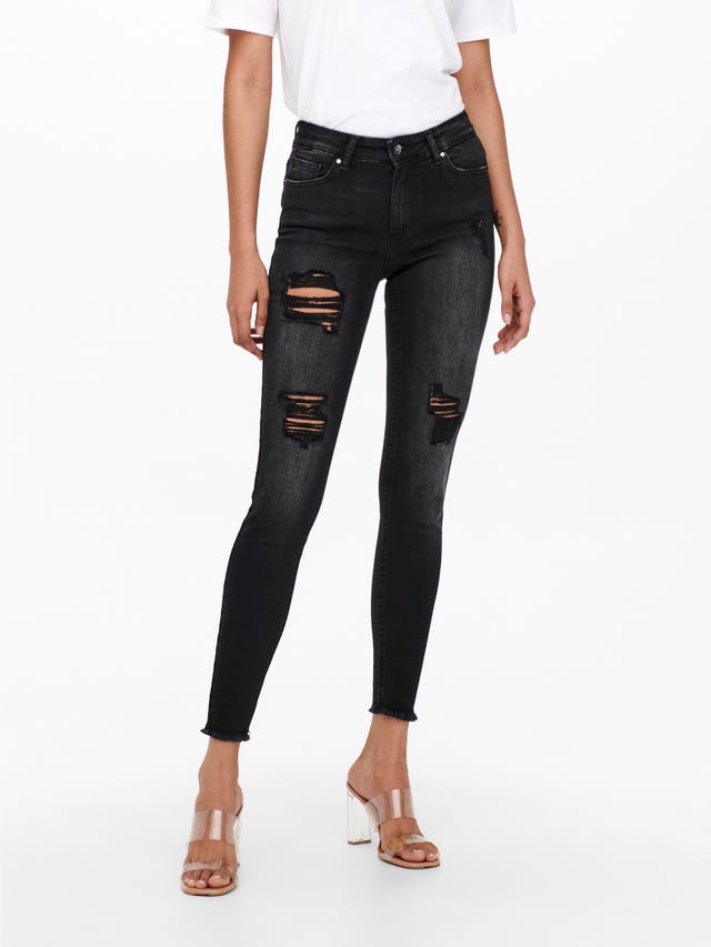 ONLY ONLBLUSH MID WAIST SKINNY ANKLE DESTROYED JEANS - 15233716