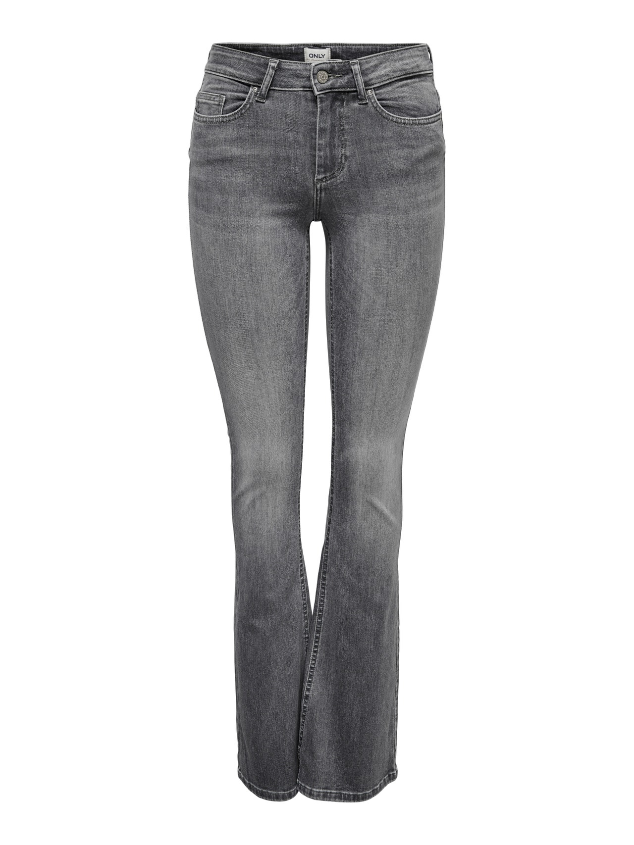 Flared Fit Mid waist Jeans, Medium Grey