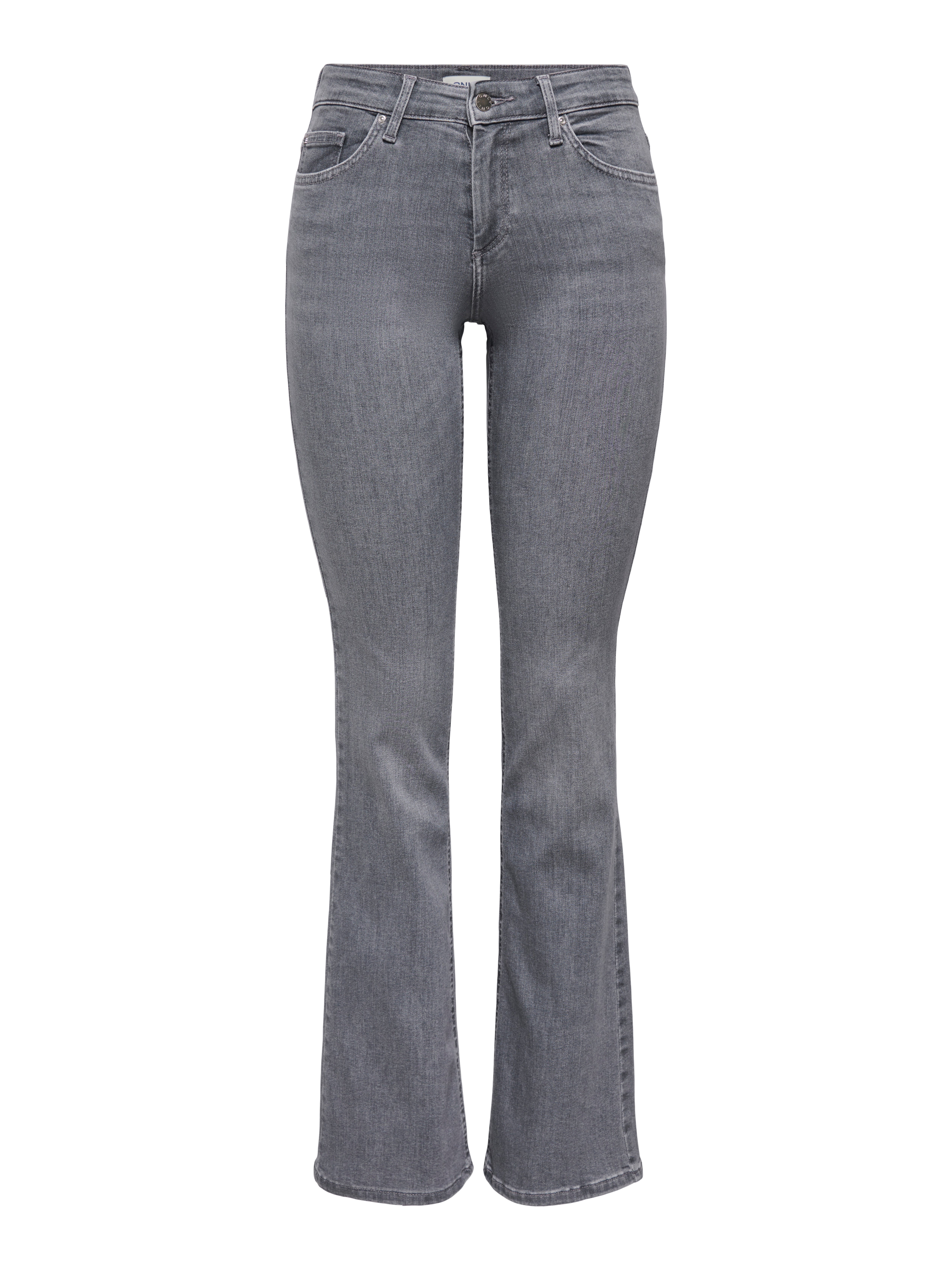 Light Grey Mid Rise Flared Jeans